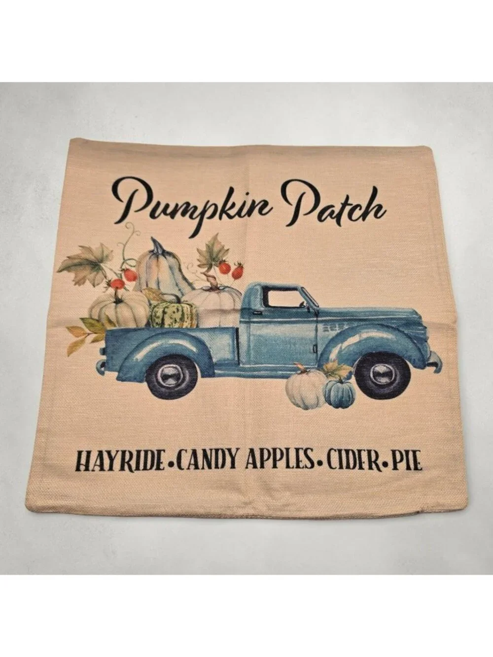 Pumpkin Patch Burlap Throw Pillow Cover 17